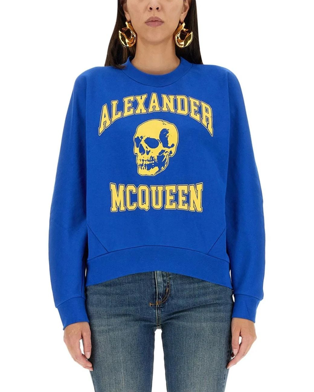 McQueen Blue Varsiity Skull Sweatshirt