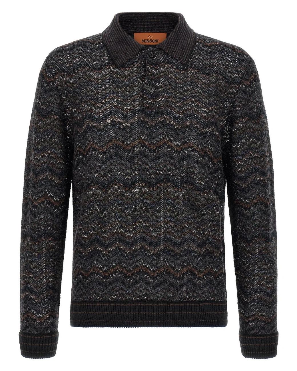 Missoni Black Knitted Polo Shirt for men