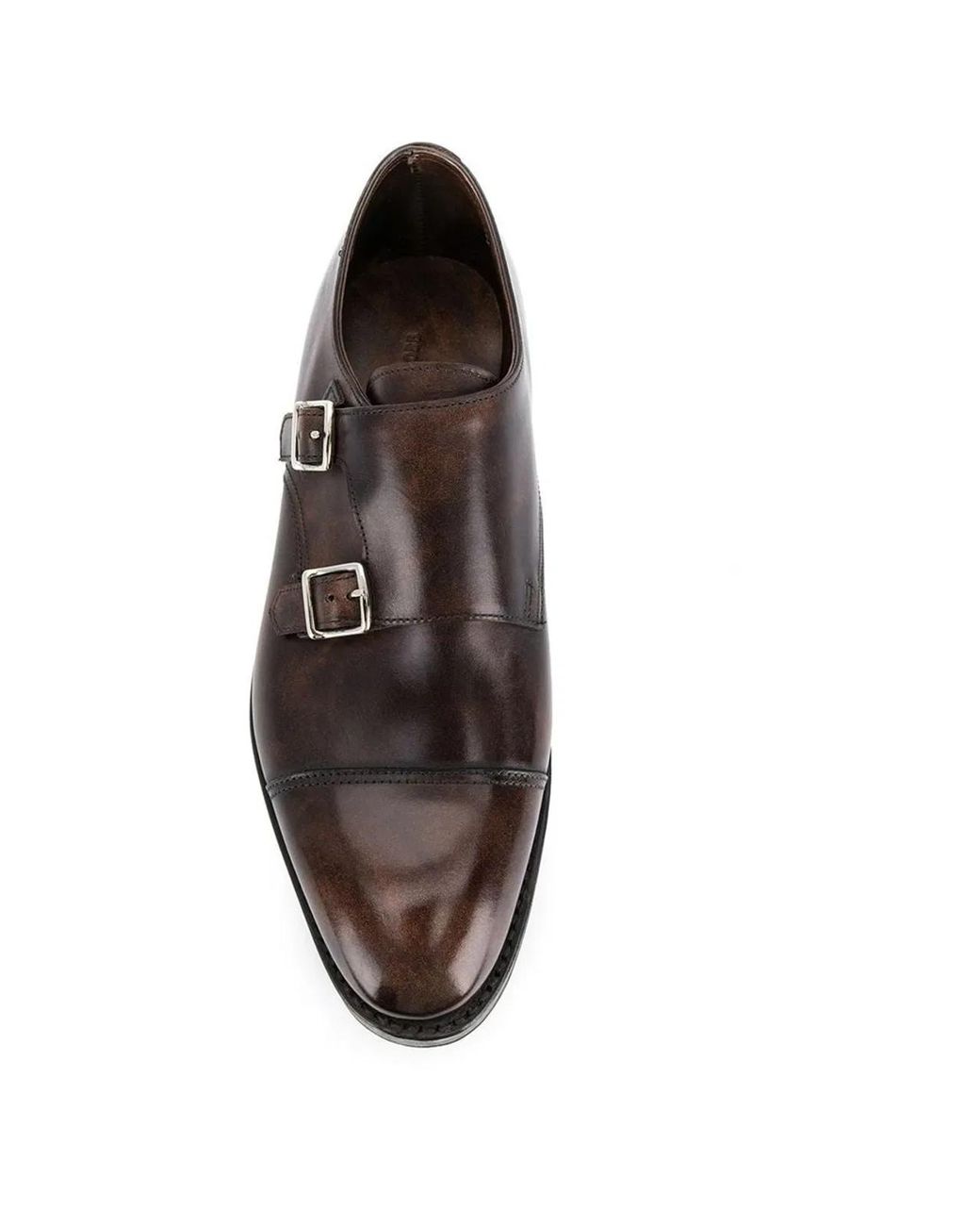 John Lobb Brown Leather Buckle Monk Shoes for men