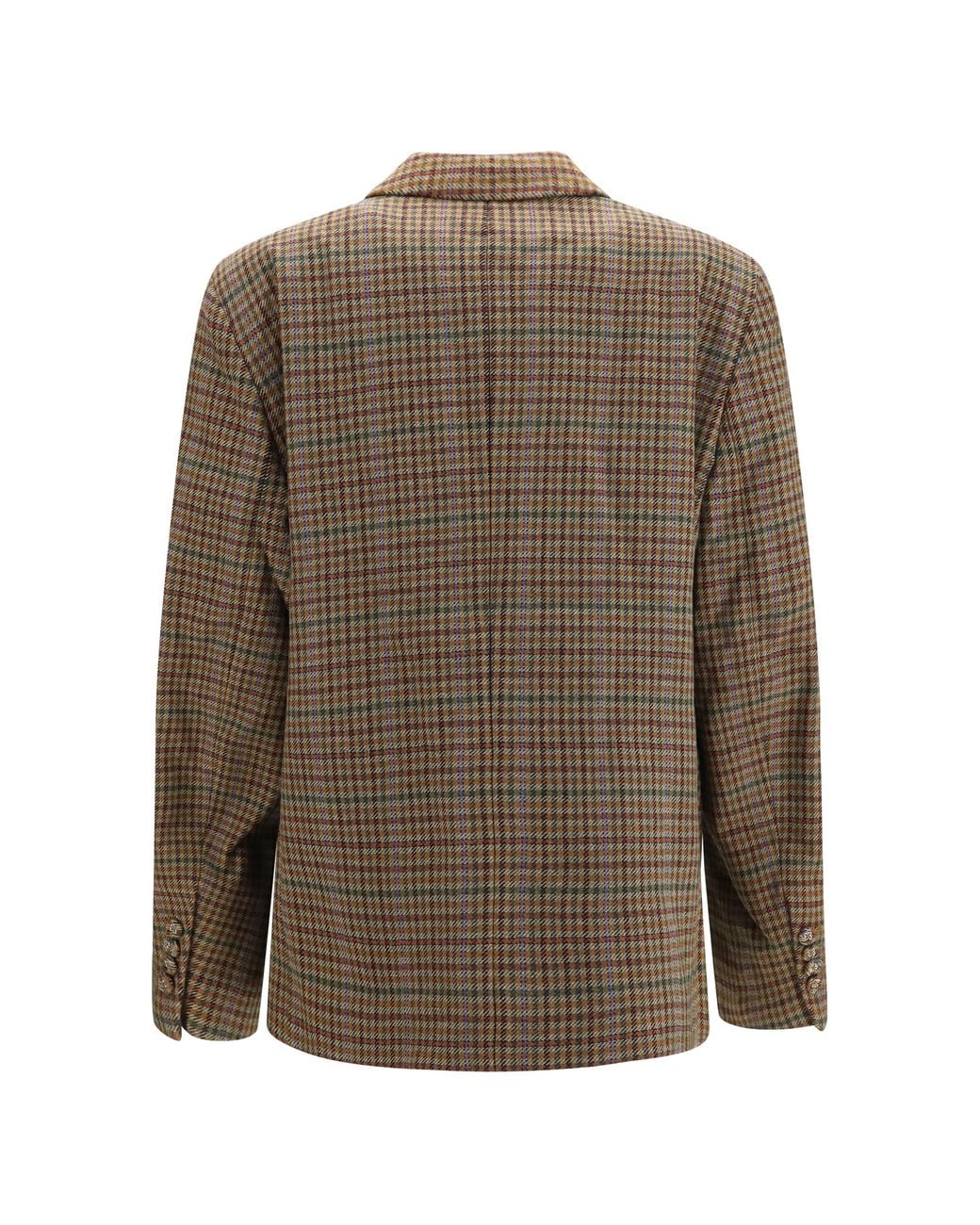 Ganni Brown Checked Twill Blazer
