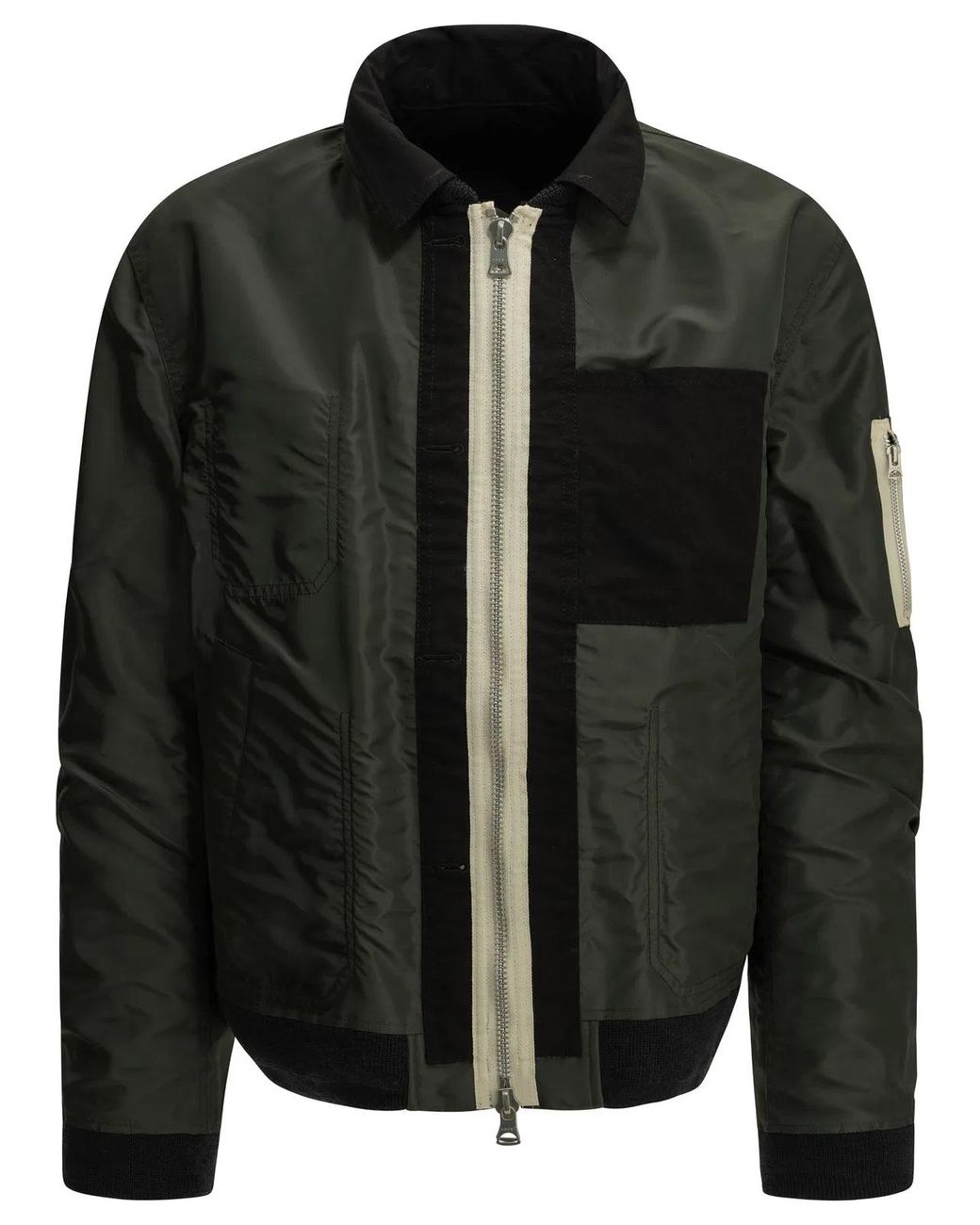 Sacai Black "Nylon Twill X Ripstop Reversible" Quilted Jacket for men