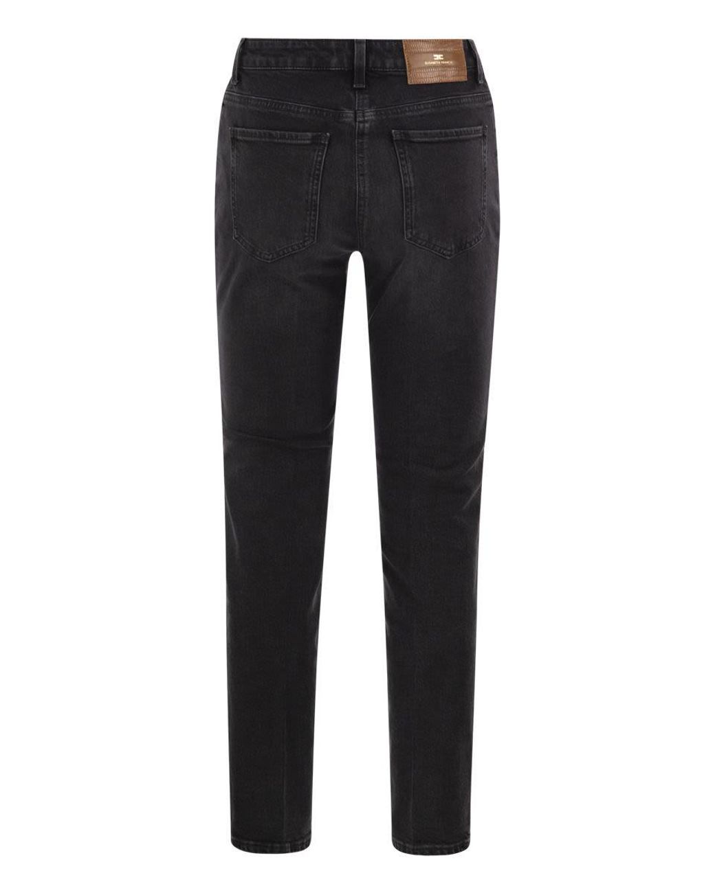 Elisabetta Franchi Black High-Waisted Slim-Fit Jeans