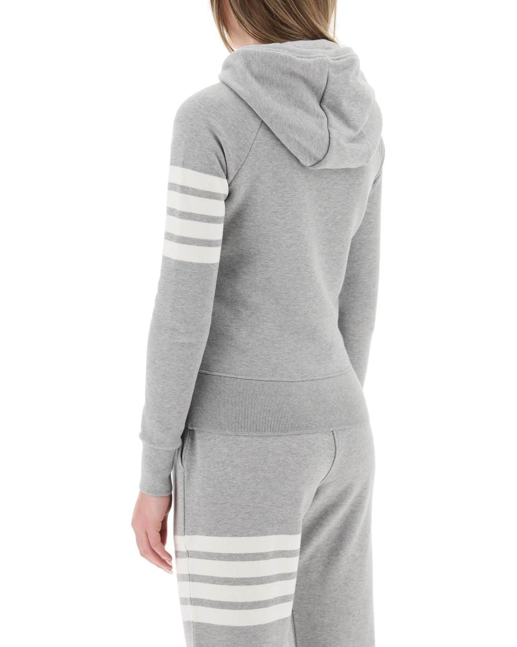 Thom Browne Gray Classic 4-Bar Stripe Zip-Up Hoodie