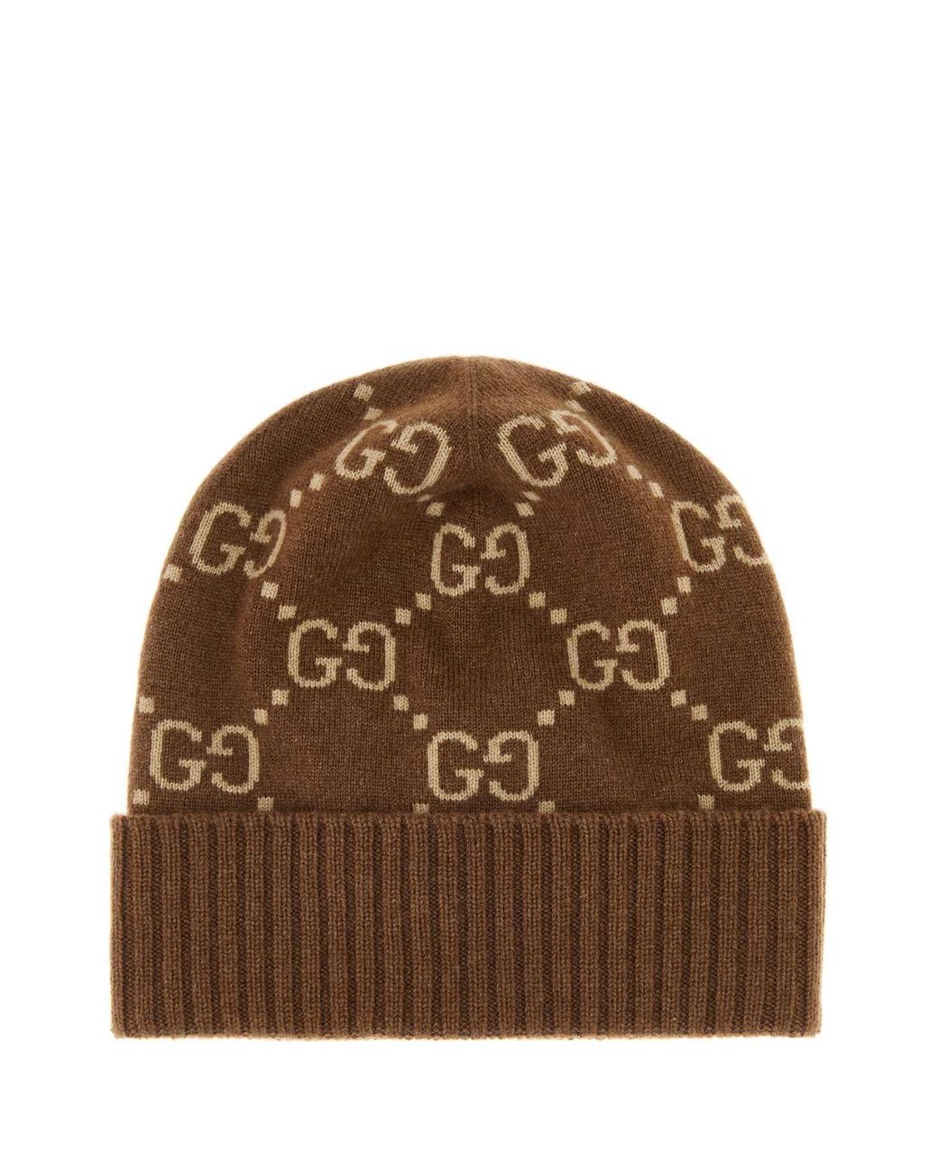 Gucci Brown Logo Beanie Hat