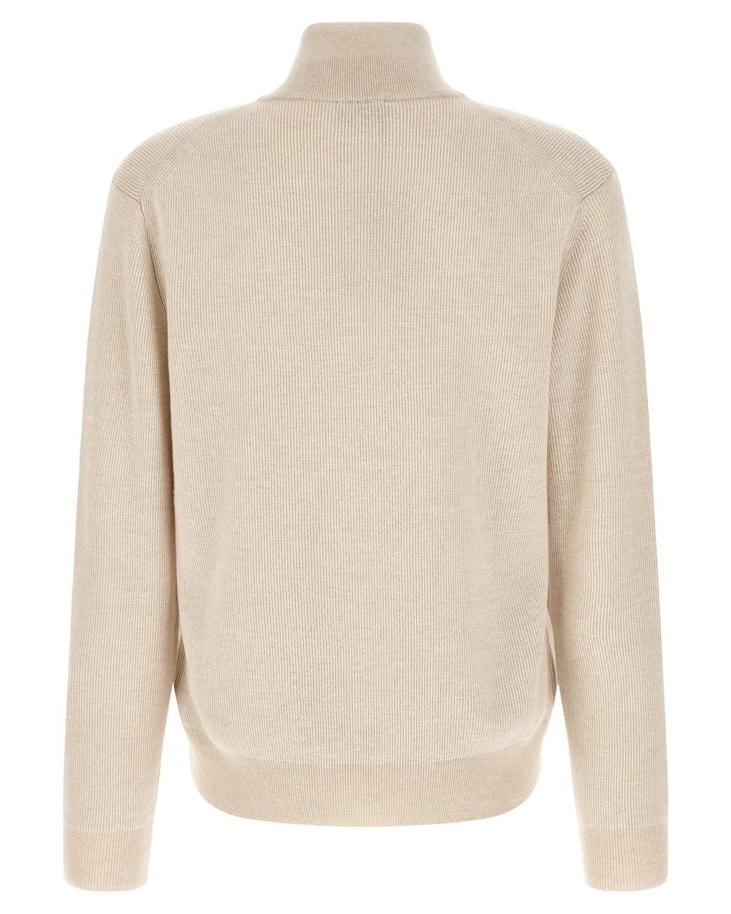 Brioni Natural High Neck Sweater With Zip for men