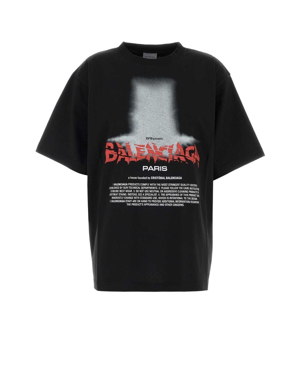 Balenciaga Black Tshirt Con Stampa