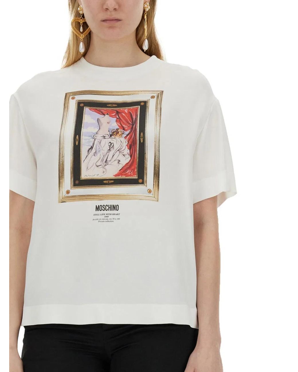 Moschino Couture White Enver Satin Blouse Still Life With Heart