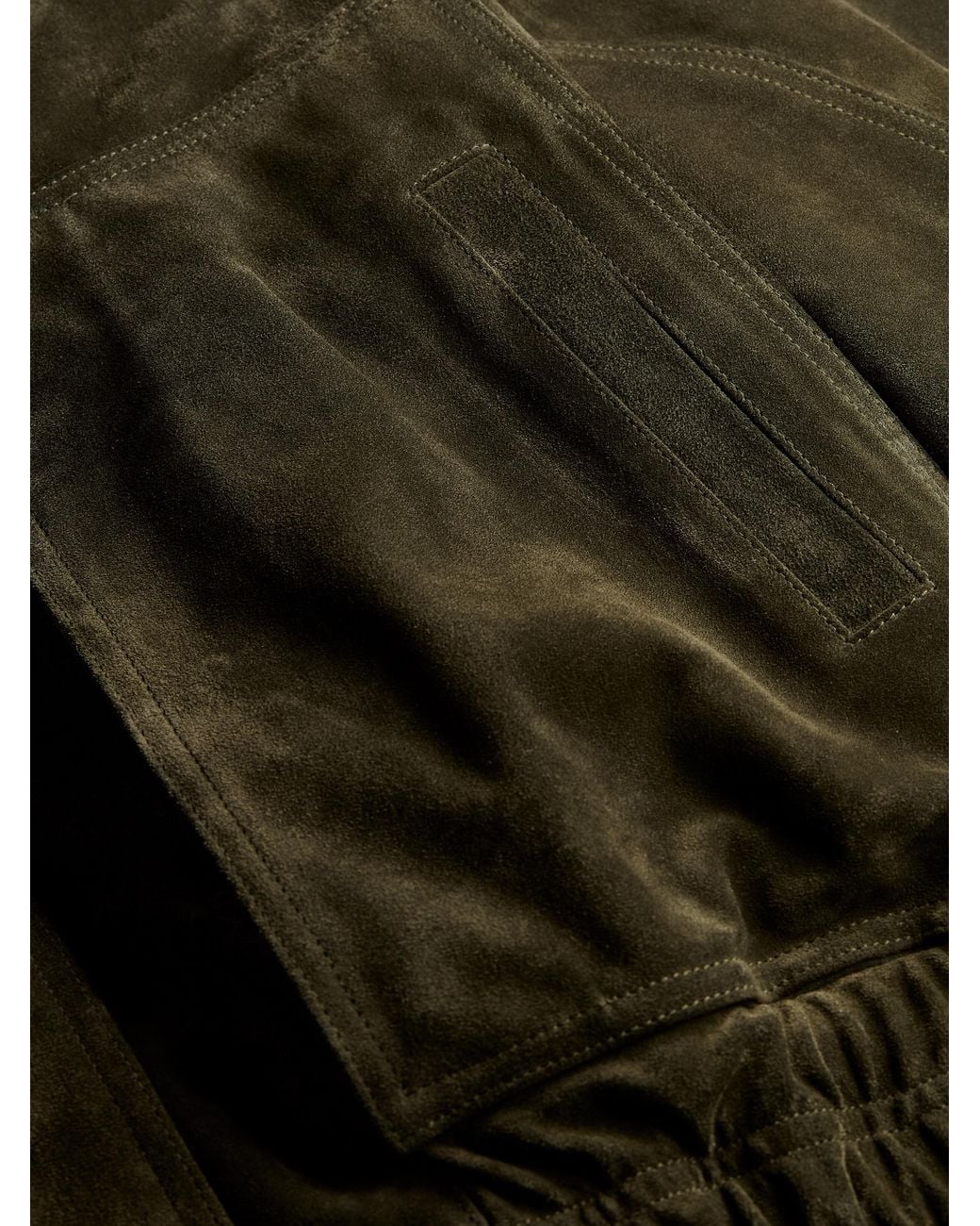 Saint Laurent Green Vintage Split Leather Bomber Jacket for men