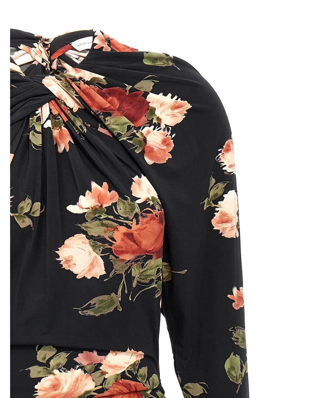 Magda Butrym Black Floral Print Mini Dress With Cut-Out Details