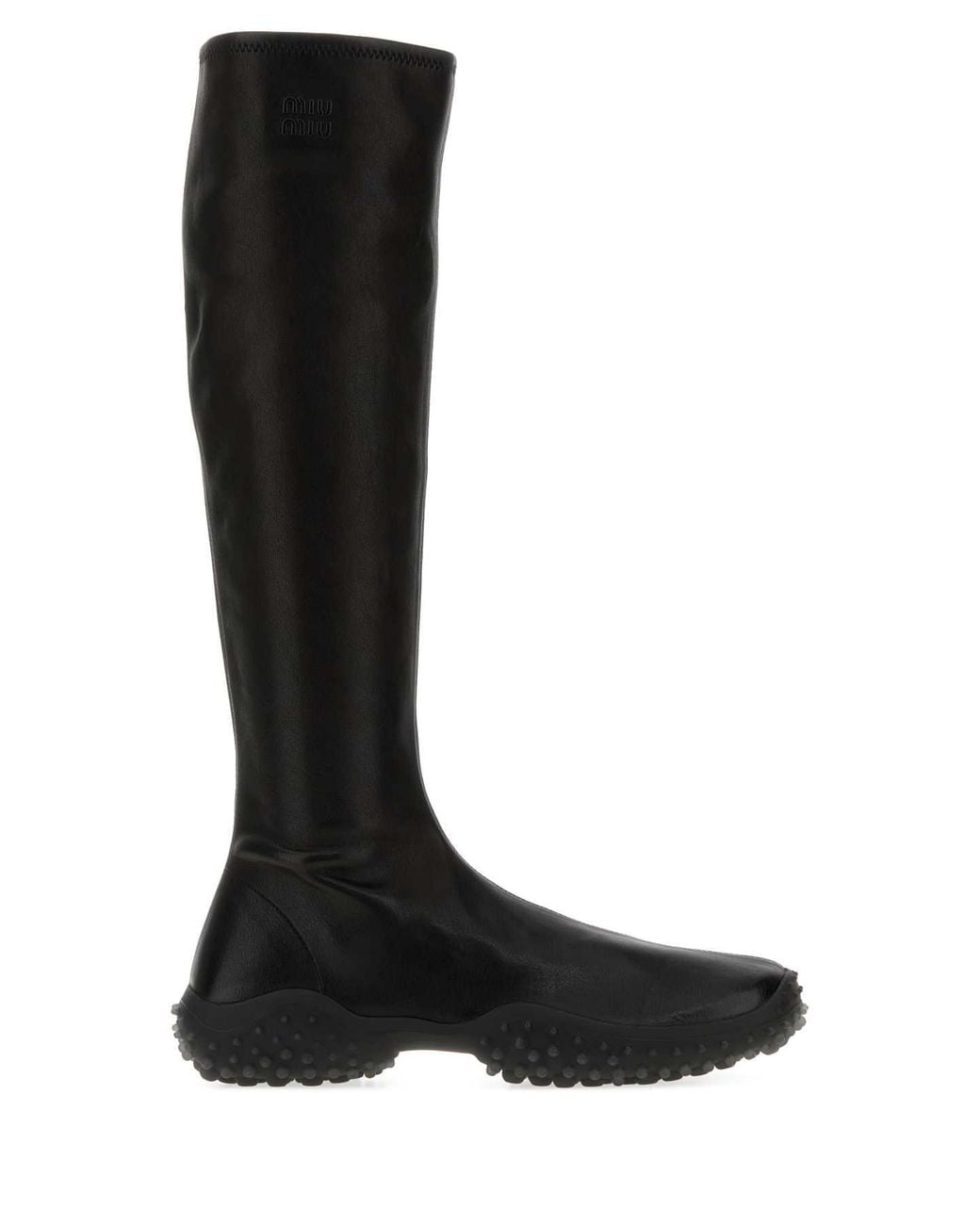 Miu Miu Black Miu-Style Nappa Leather Ankle Boots With Rubber Sole