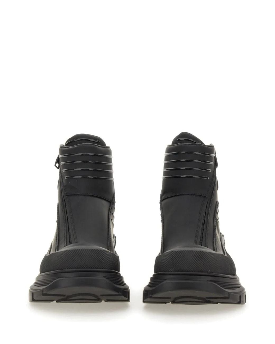McQueen Black Tread Slick Motorcycle Boot for men
