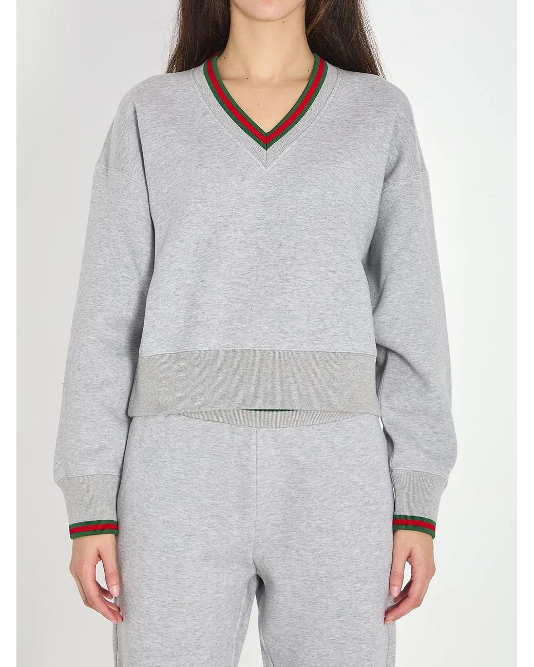 Gucci Gray Jersey Cotton Sweatshirt With Web