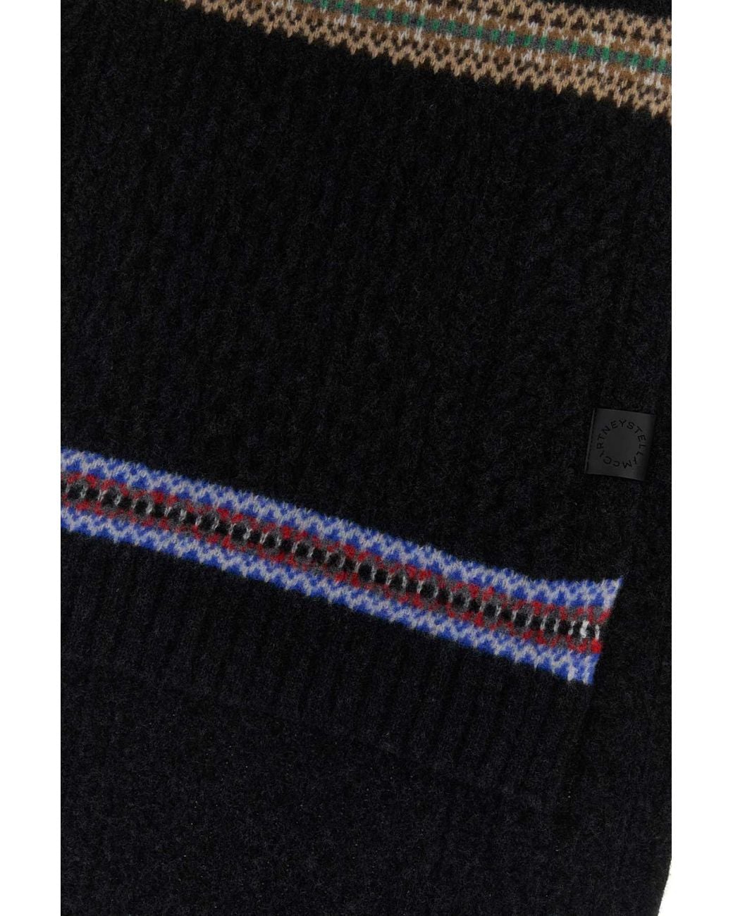 Stella McCartney Black Apres Ski Fair Isle Cable Scarf