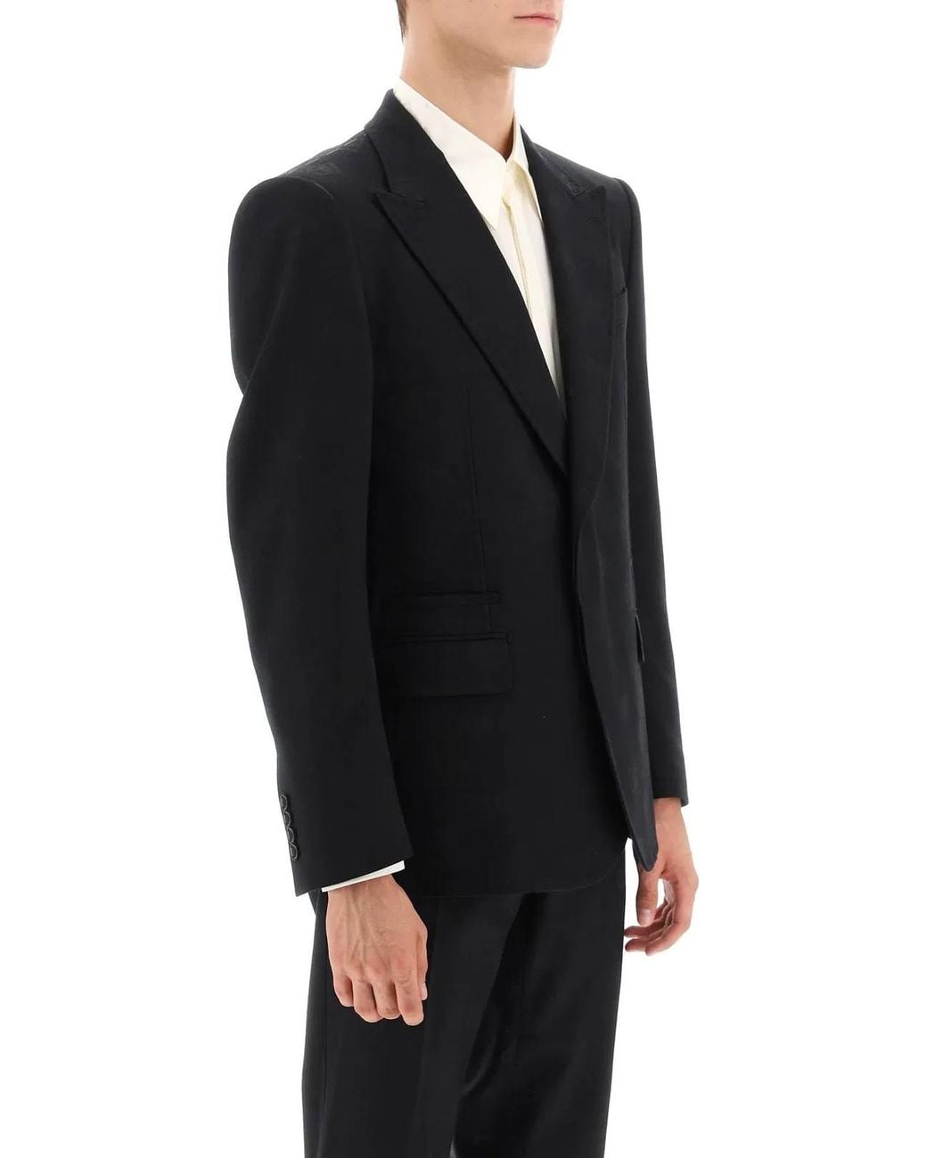 Dolce & Gabbana Black Dolce & Gabbana Virgin Wool Blend Single-Breast Jacket for men