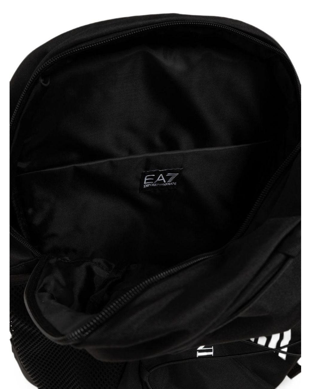 EA7 Black Logo Backpack for men