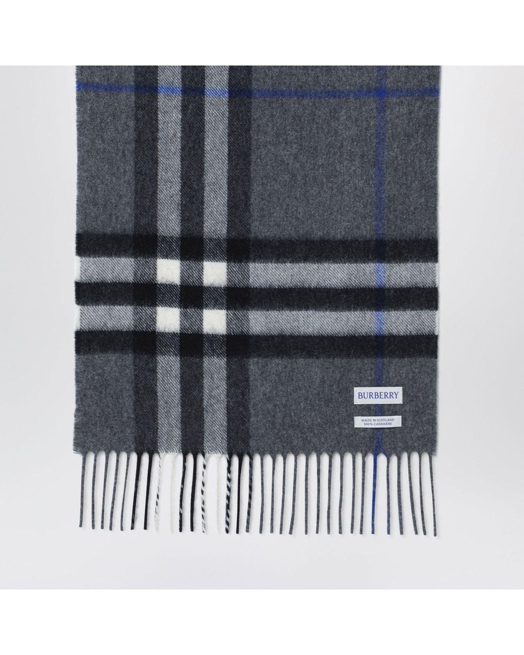 Burberry Blue Check Cashmere Scarf for men