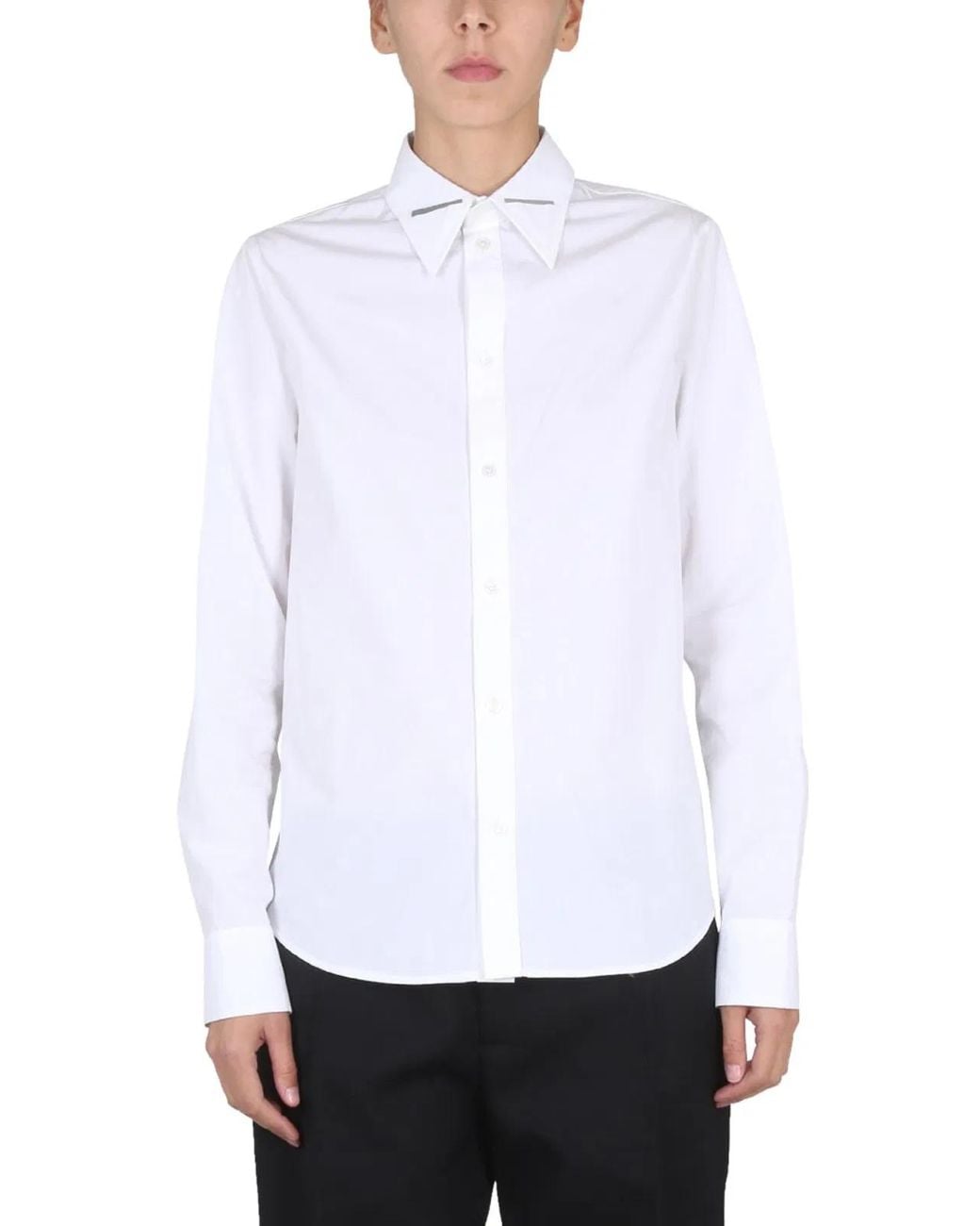 Bottega Veneta White Camicia Con Colletto A Punta