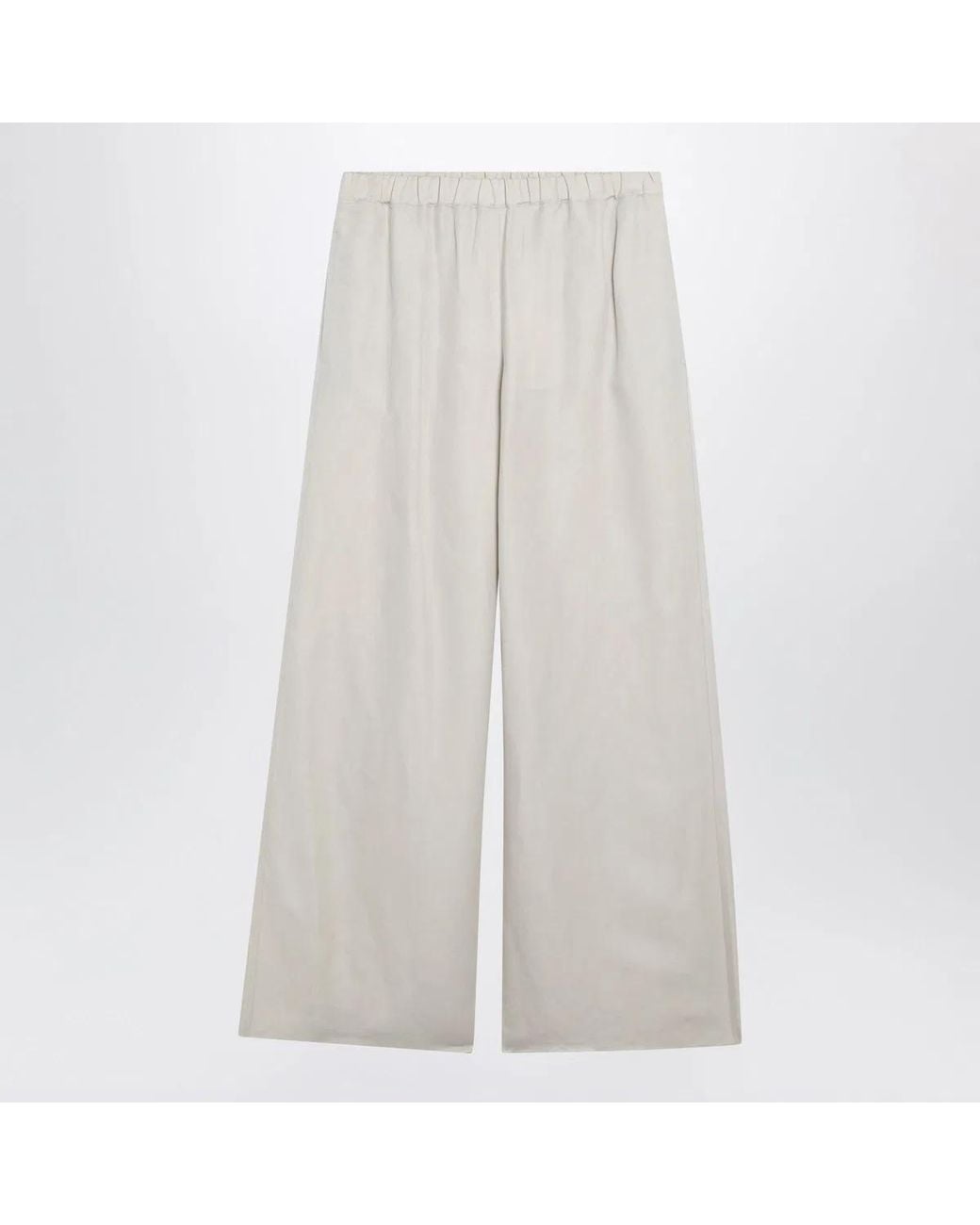 Max Mara White Wideleg Linen And Silk Twill Trousers
