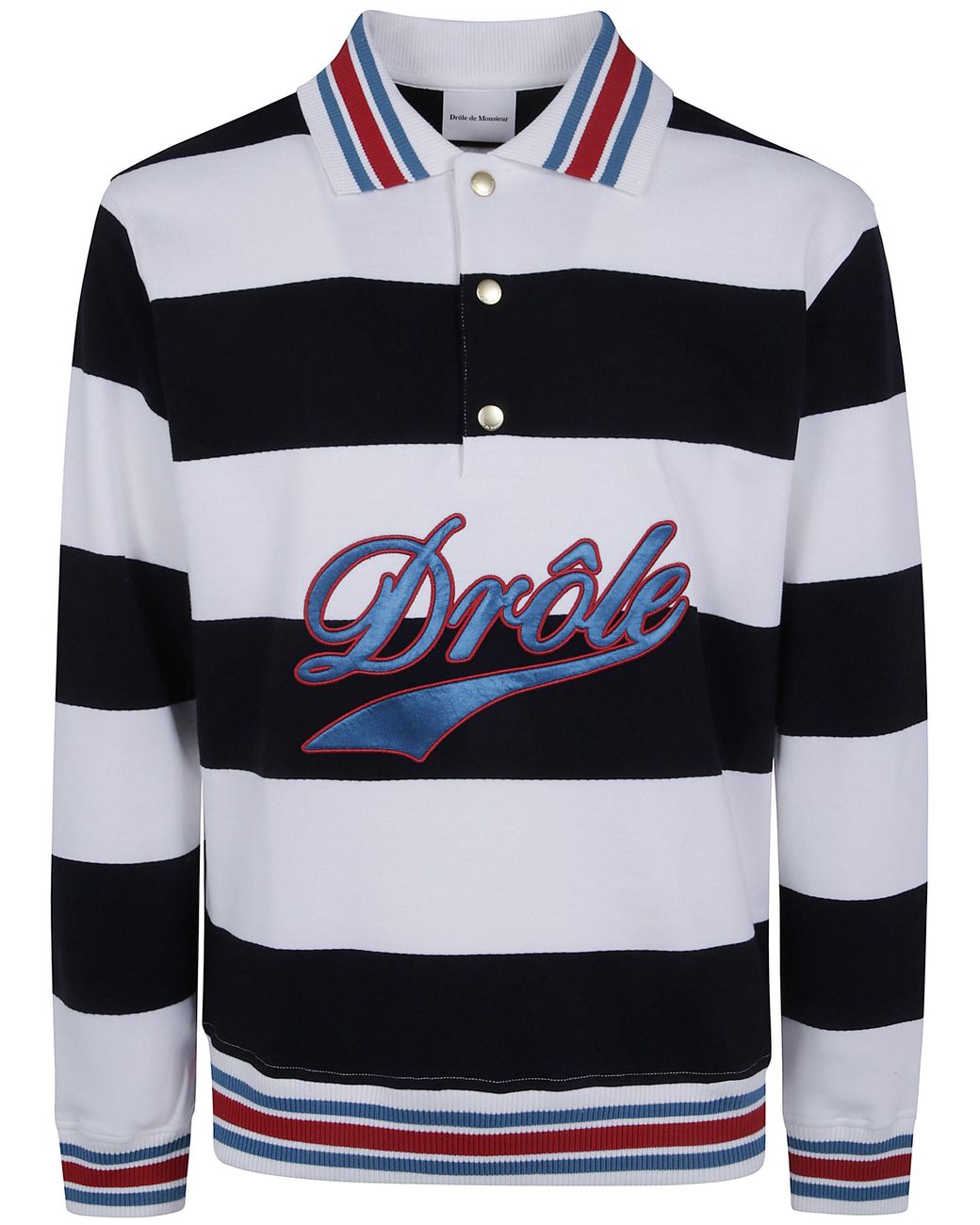 Drole de Monsieur Blue "Drôle" Embroidered Stripes Polo for men