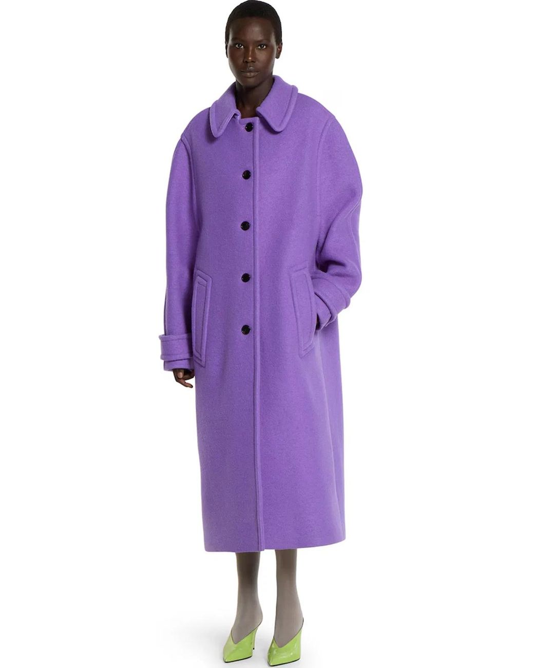 Gucci Purple Cashmere Wool Coat Compact