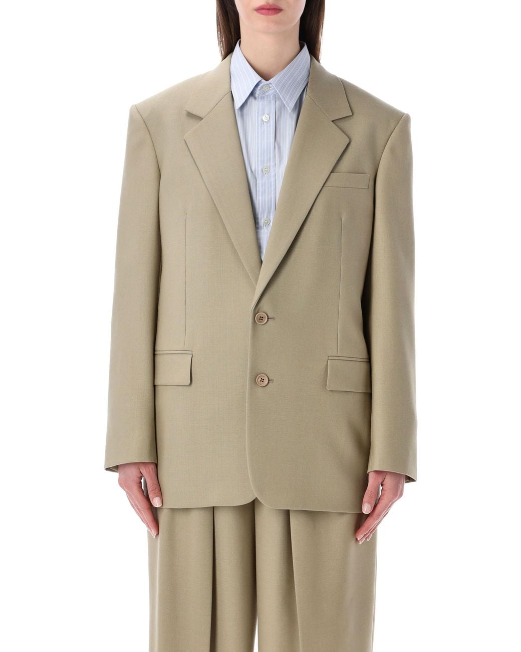 Saint Laurent Natural Single-Breasted Wool-Silk Blazer