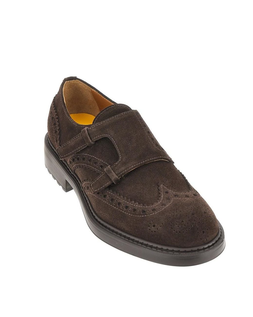Doucal's Brown Suede Leather Double Loop Shoes for men