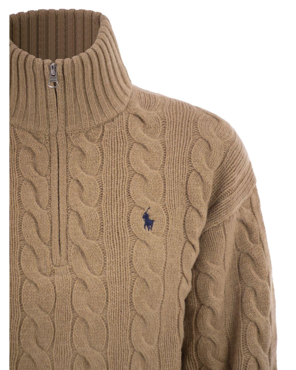 Polo Ralph Lauren Brown Wool And Cashmere Cable Knit Jumper
