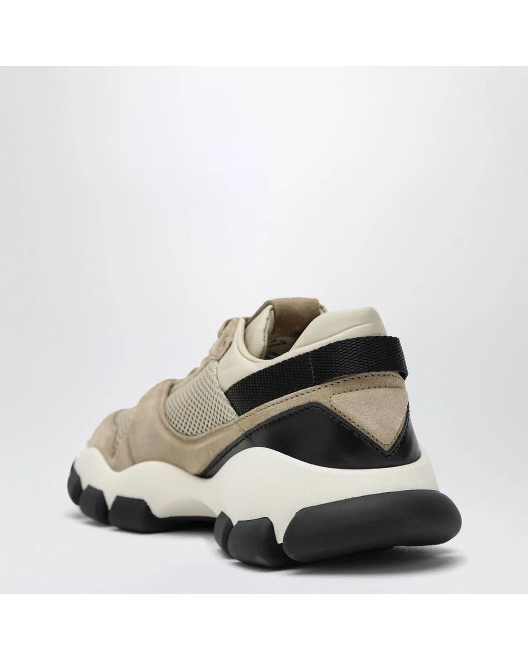 Prada White Mesh And Suede Low-Top Sneakers