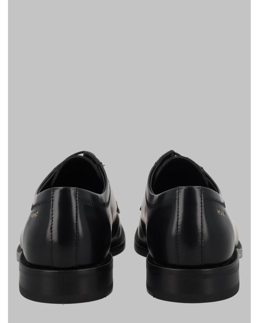HUGO Black Leather Lace-Up Dress Shoes for men