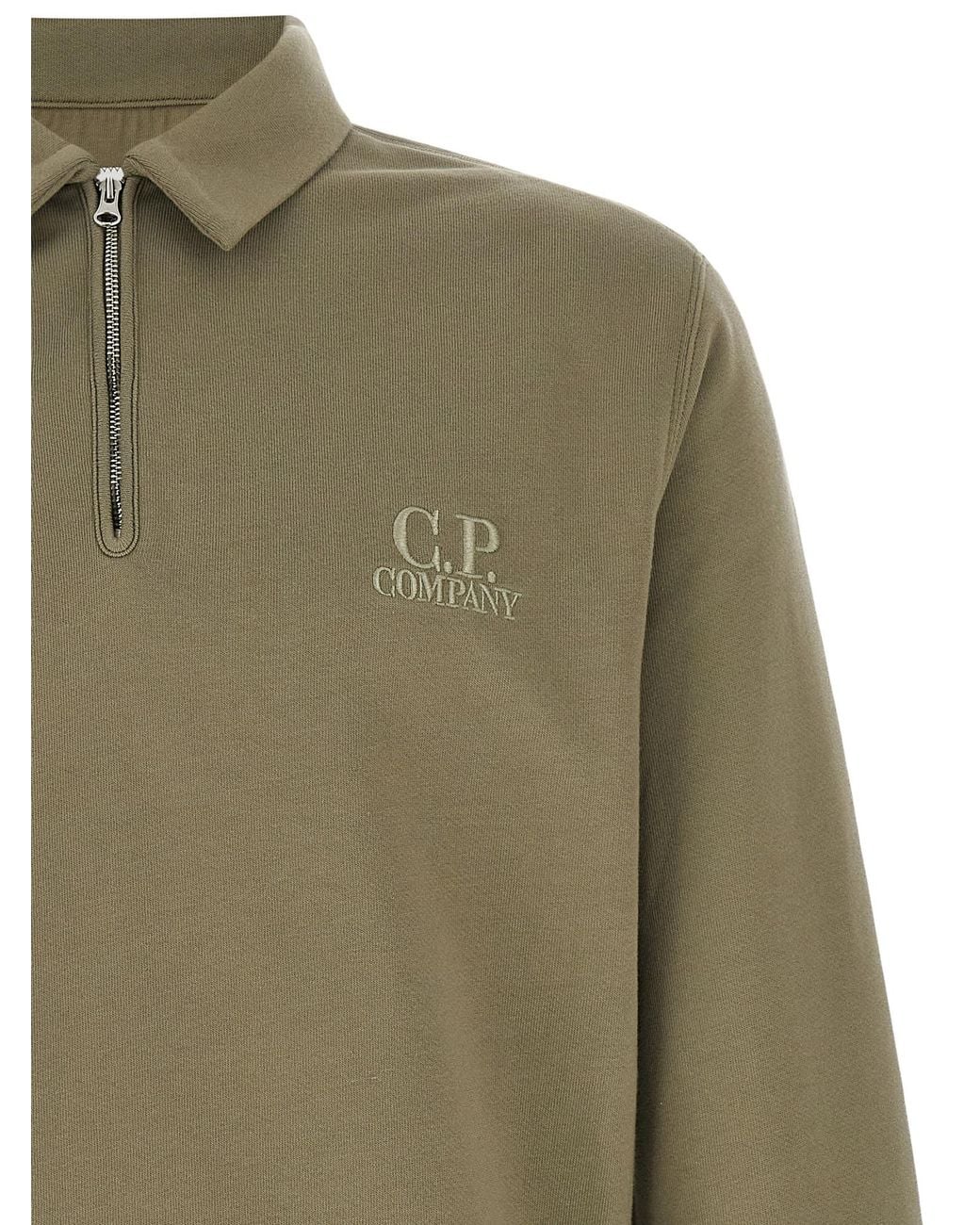 C P Company Green Cotton Fleece Sweatshirt for men