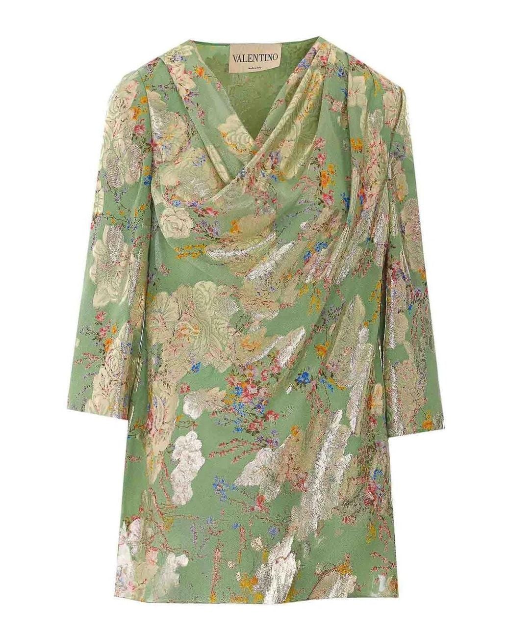 Valentino Garavani Green Apres L'Hiver Ramage Print Top