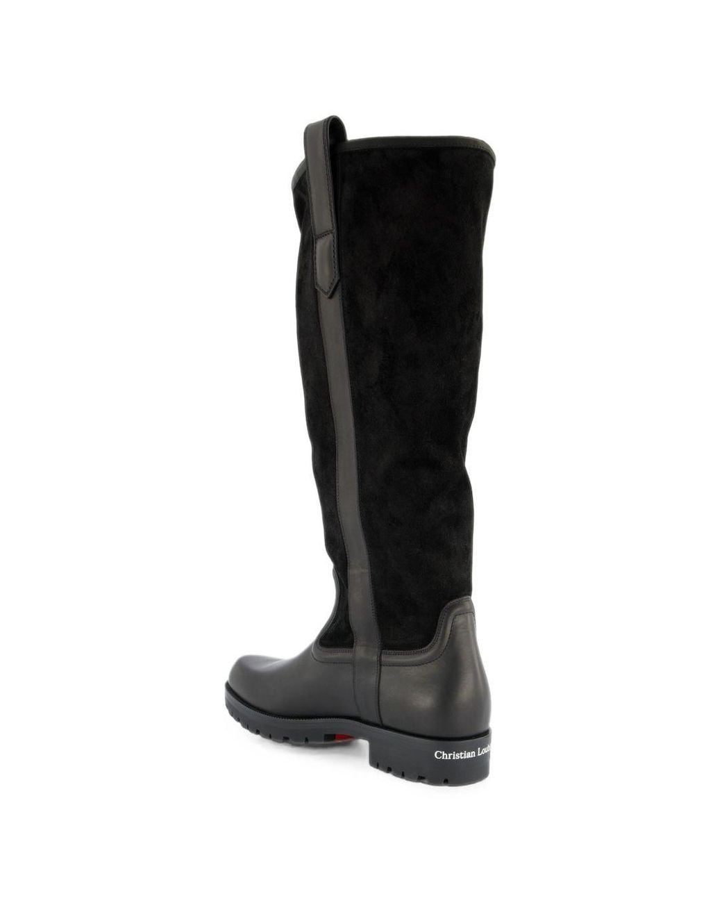Christian Louboutin Black Slouch Calf Leather Biker Boots With Lug Sole for men