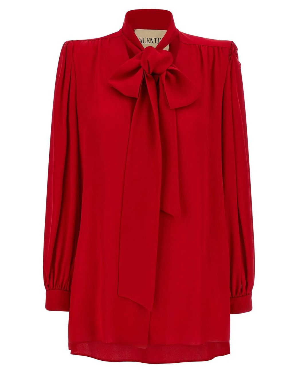 Valentino Garavani Red Silk Shirt With Bow