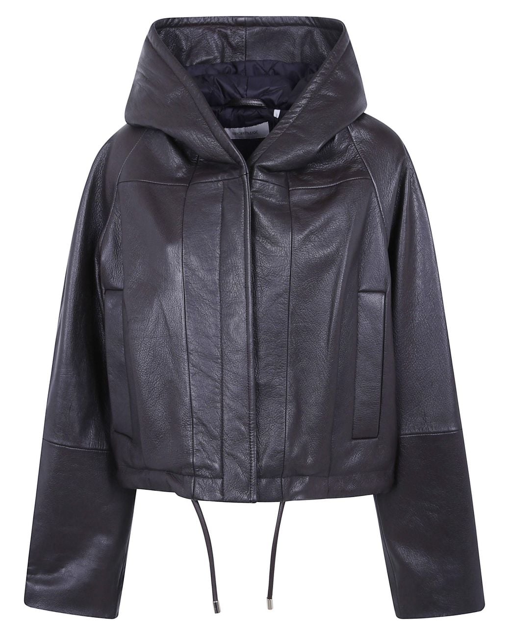 Max Mara Gray "Kabala" Leather Jacket