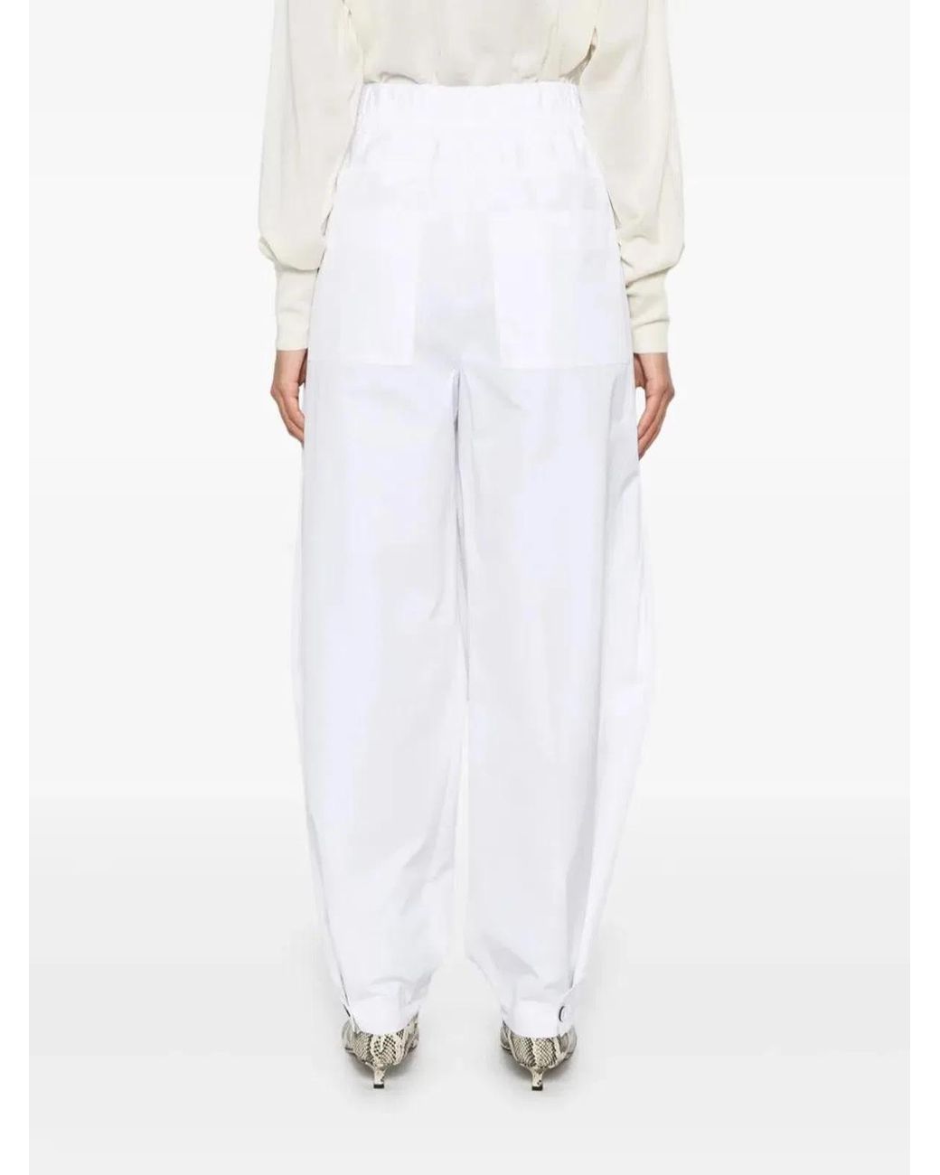 Jil Sander White Pantalon Tablillas Ajustables