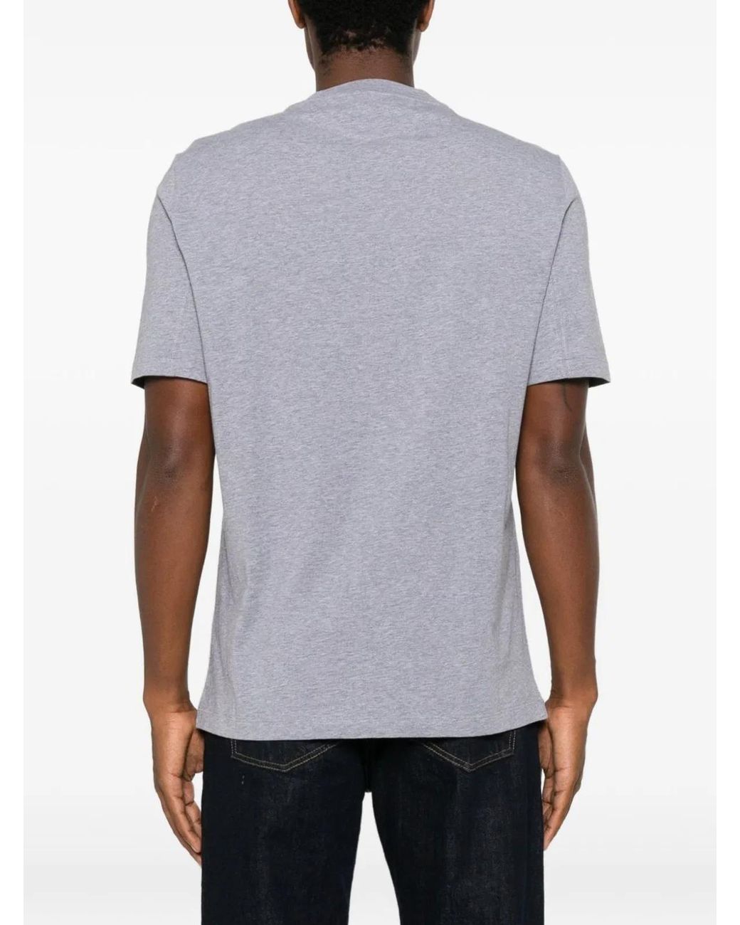 Brunello Cucinelli Gray Cotton Crew-Neck T-Shirt Featuring A Minimalist Printed Chest Logo for men