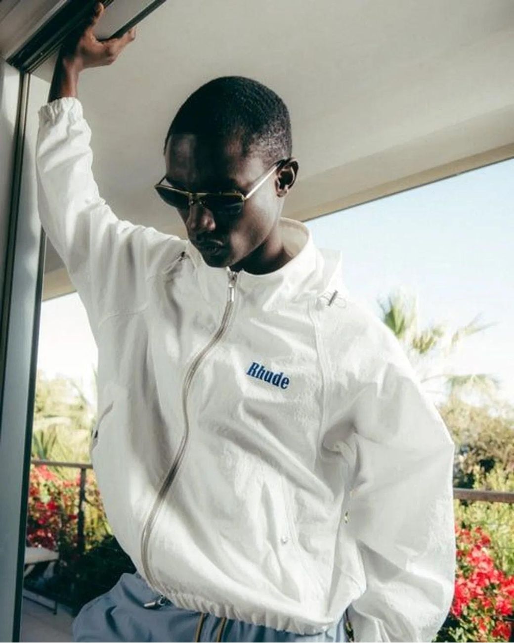 Rhude White Palm Track Jacket for men