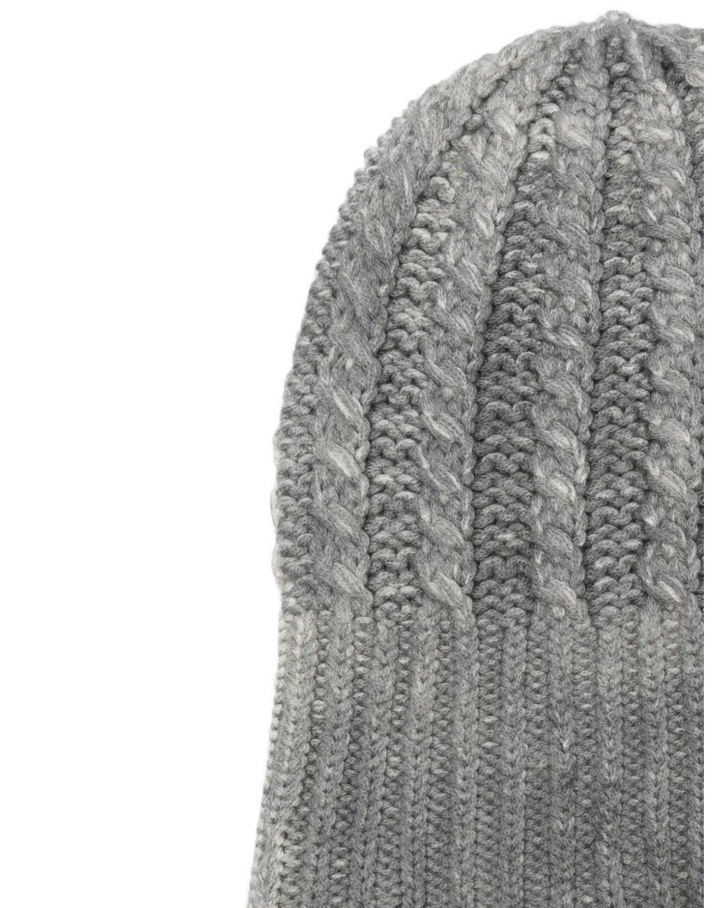 Avant Toi Gray Hand Painted Cashmere Braided Hat With High Edge