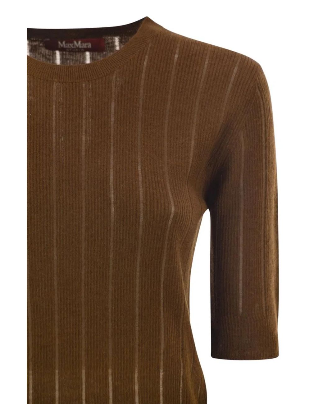 Max Mara Brown Mstragno – Slim-Fit Silk And Wool Ribbed Knit Top