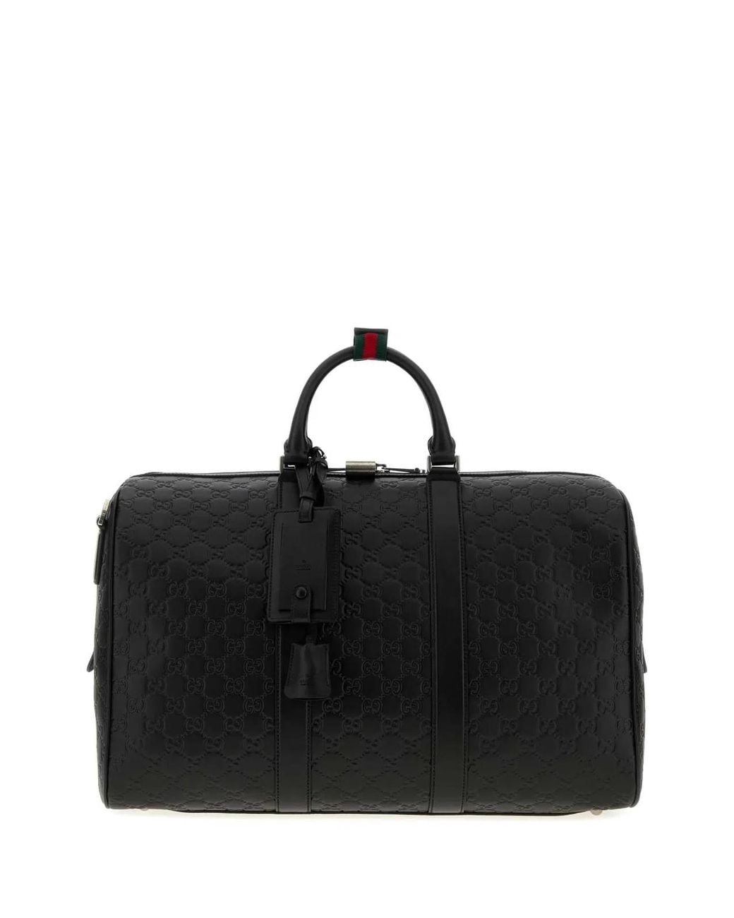 Gucci Black Duffle With Shoulder, Address And Keys Tag, Padloc for men