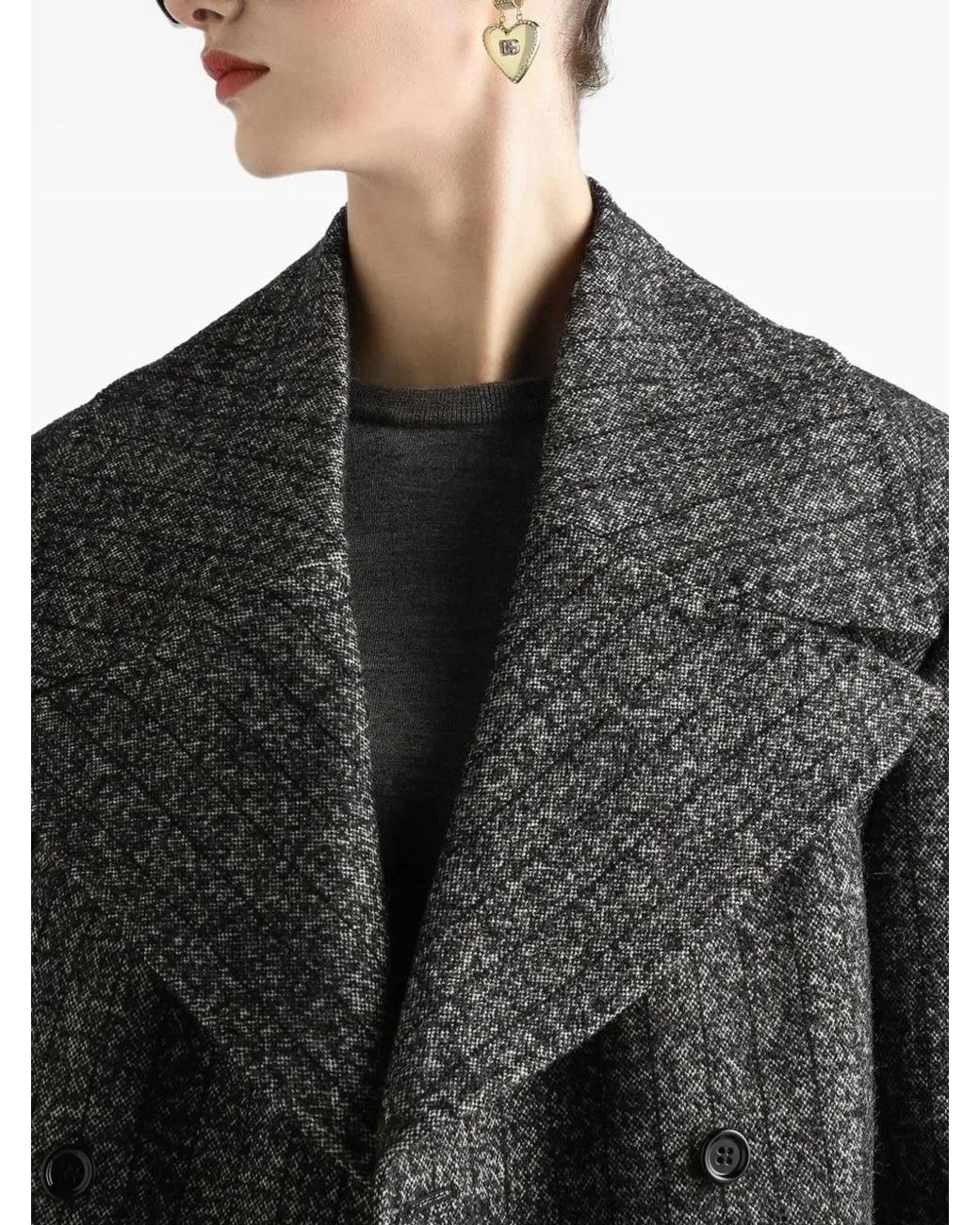 Dolce & Gabbana Black Short Oversized Striped Jacket Wool