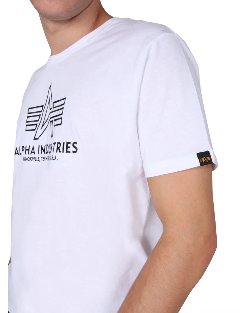 Alpha Industries White T Shirt With Embroidered Logo for men
