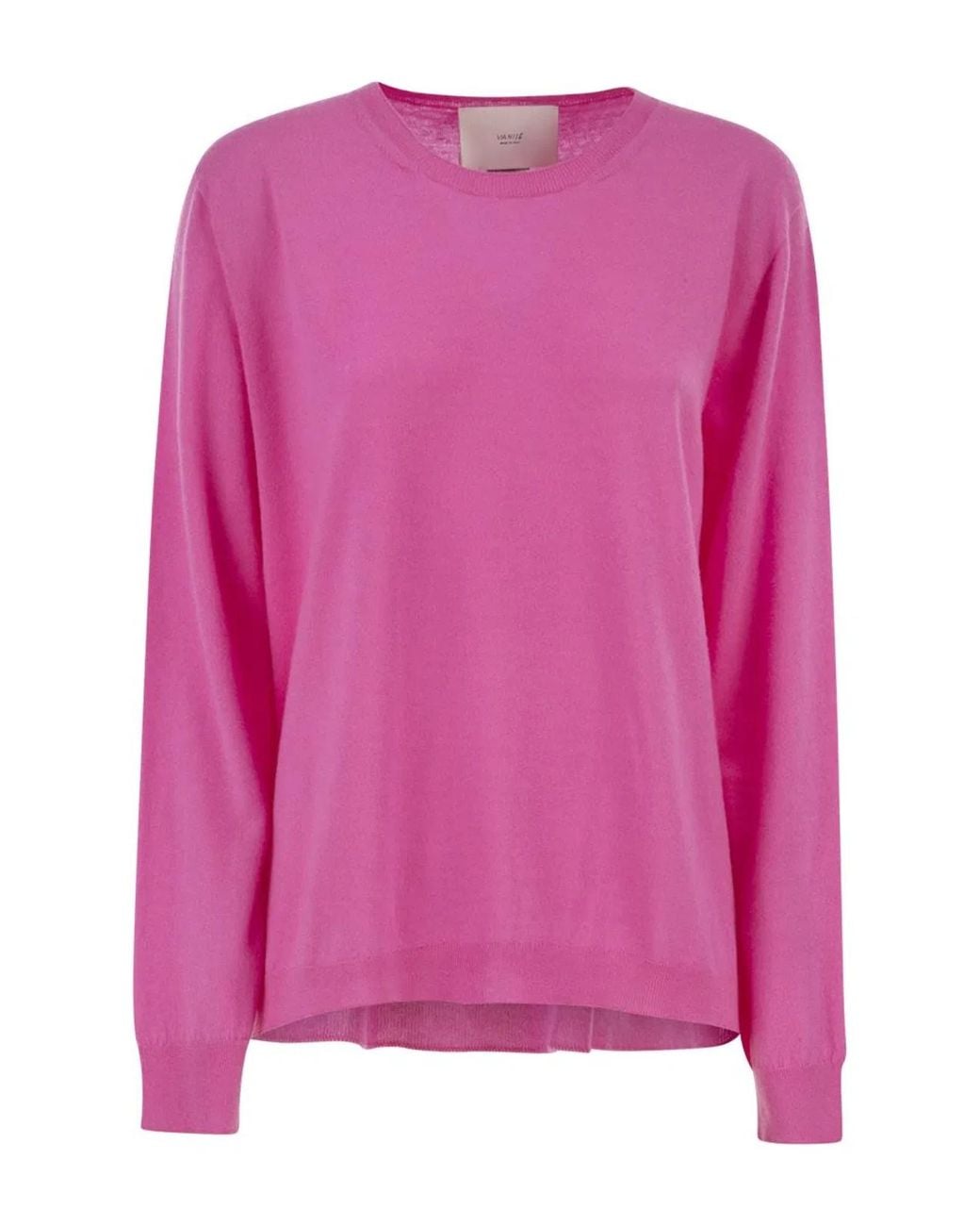 Vanisé Pink Cashmere Crew-Neck Jumper With Fluid Silhouette