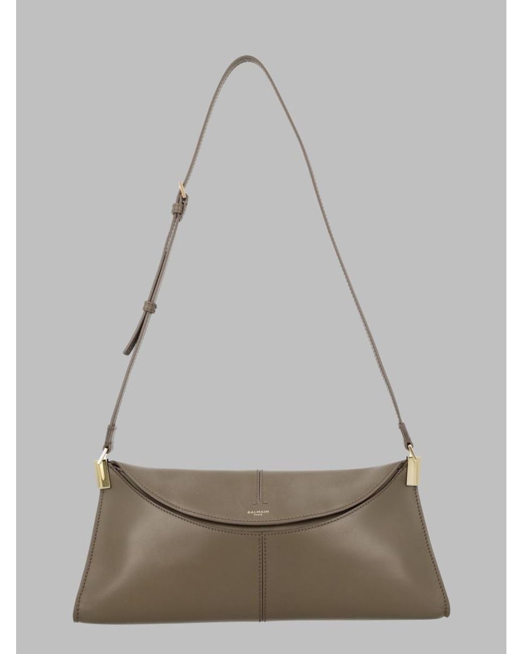 Balmain Gray Structured Shoulder Bag For