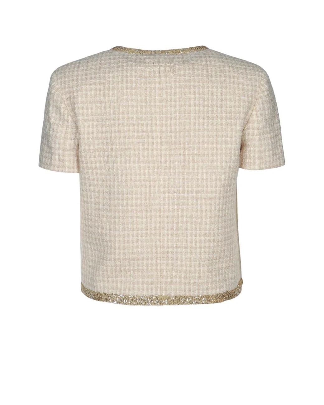 Miu Miu Natural Check-Pattern Tweed Jacket