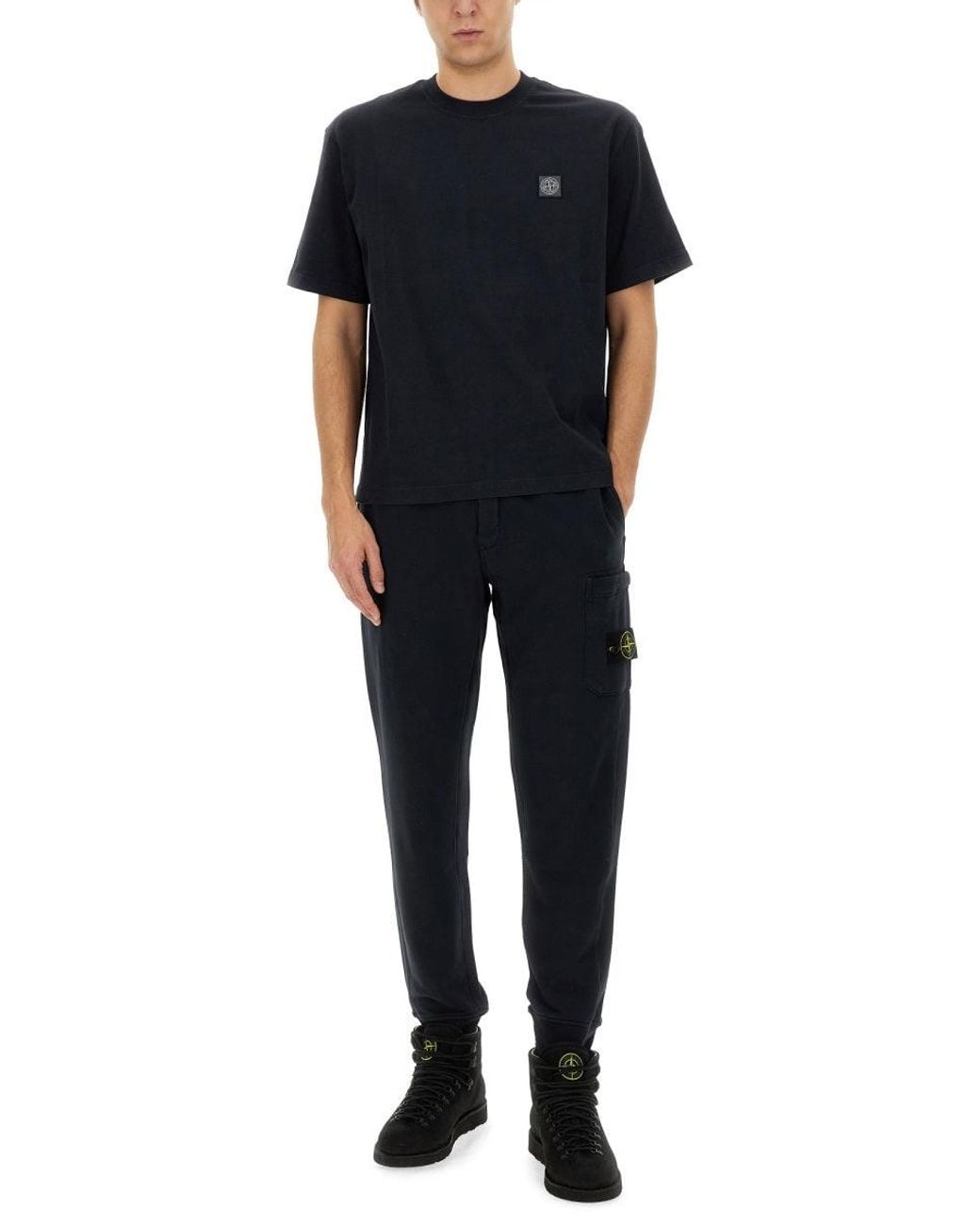 Stone Island Black T-Shirt With Logo for men