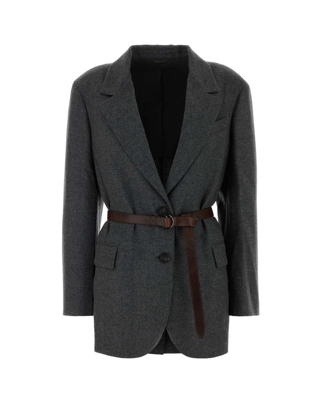 Brunello Cucinelli Black Dark Wool Blend Blazer