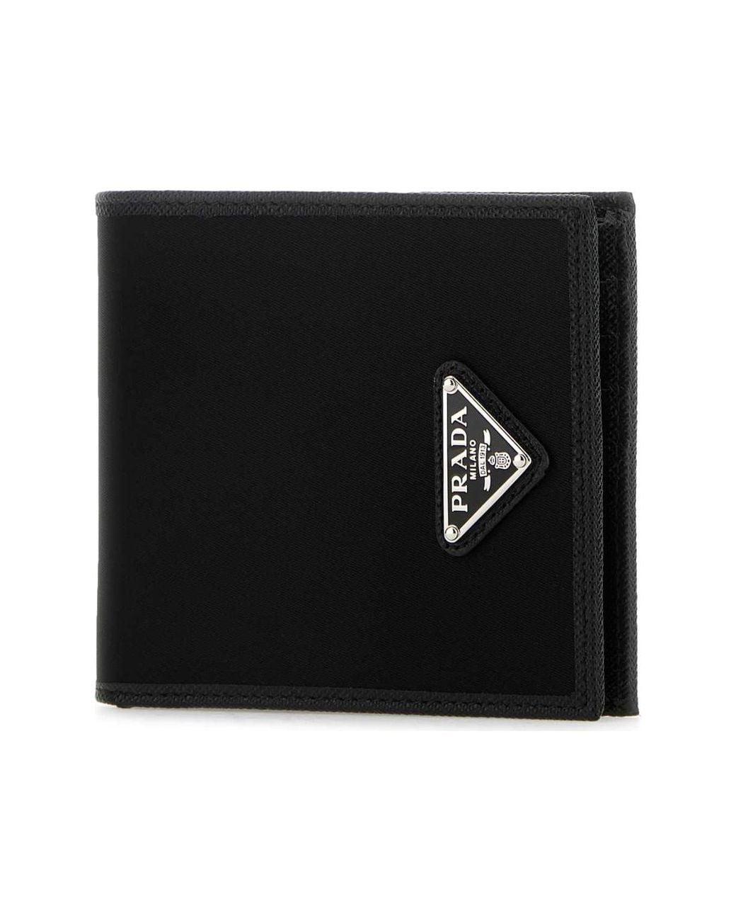 Prada Black Re-Nylon And Leather Wallet for men