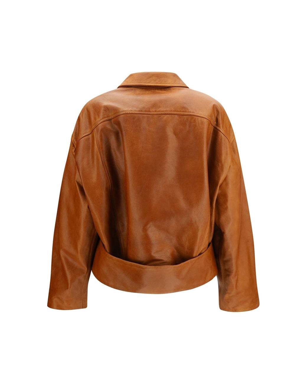 Marni Brown Glossy Leather Jacket With Back Martingale