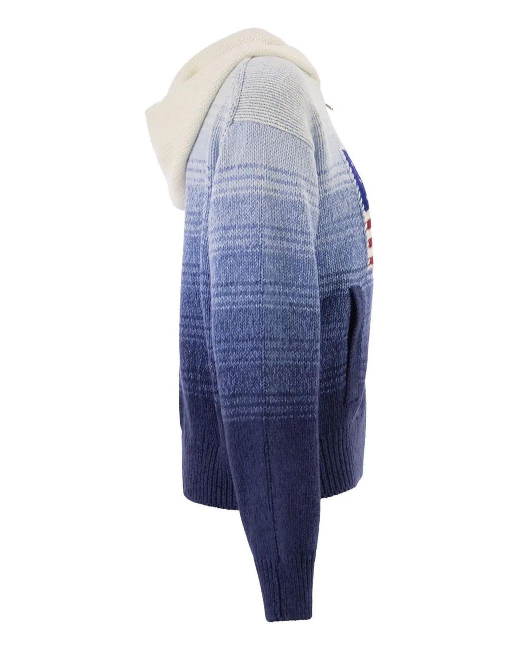 Polo Ralph Lauren Blue Ombré Cotton Hooded Jumper